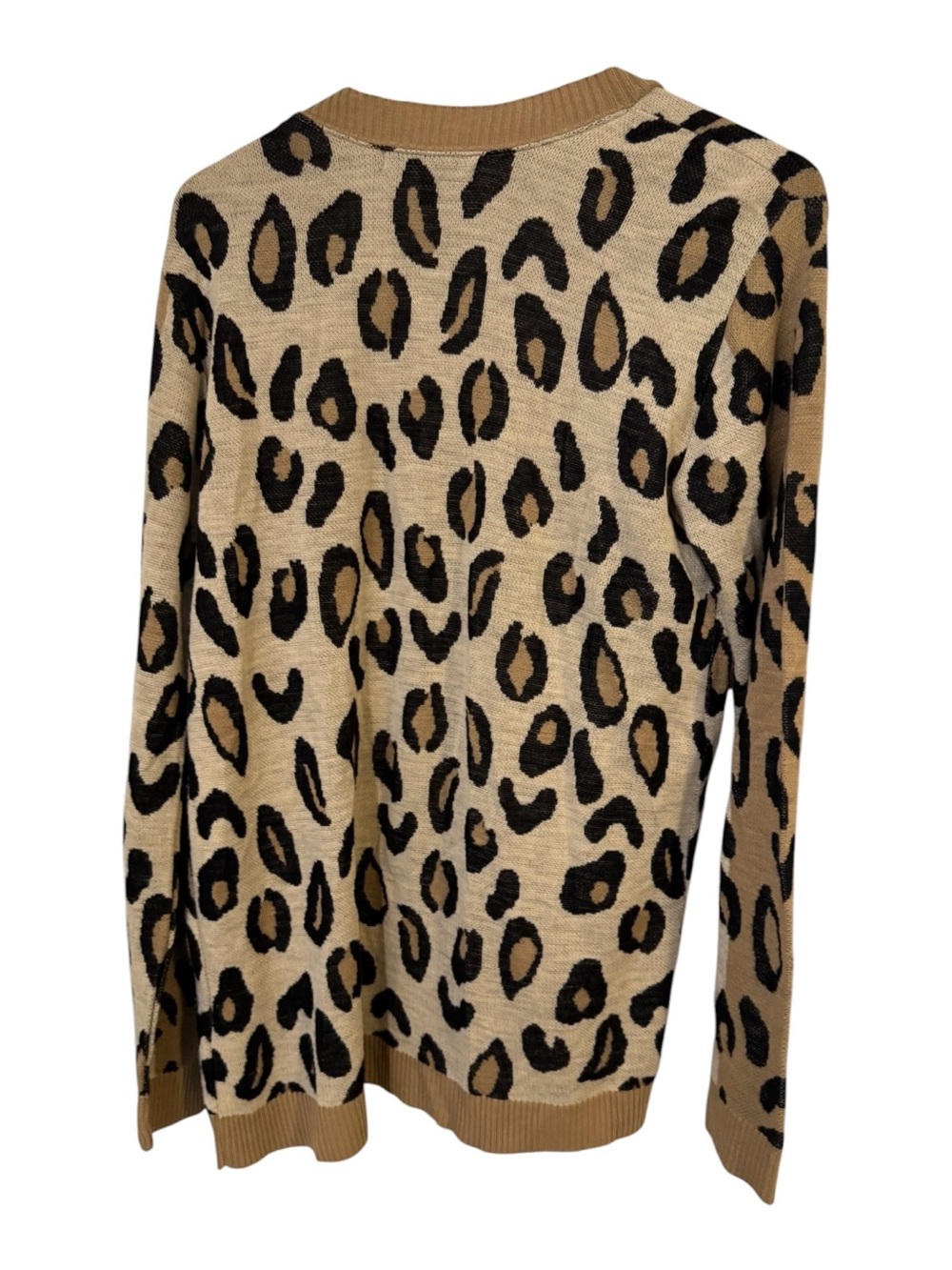 Apt. 9 Leopard Print Open Front Long Cardigan Sweater Tan Black Women XL - Picture 3 of 7